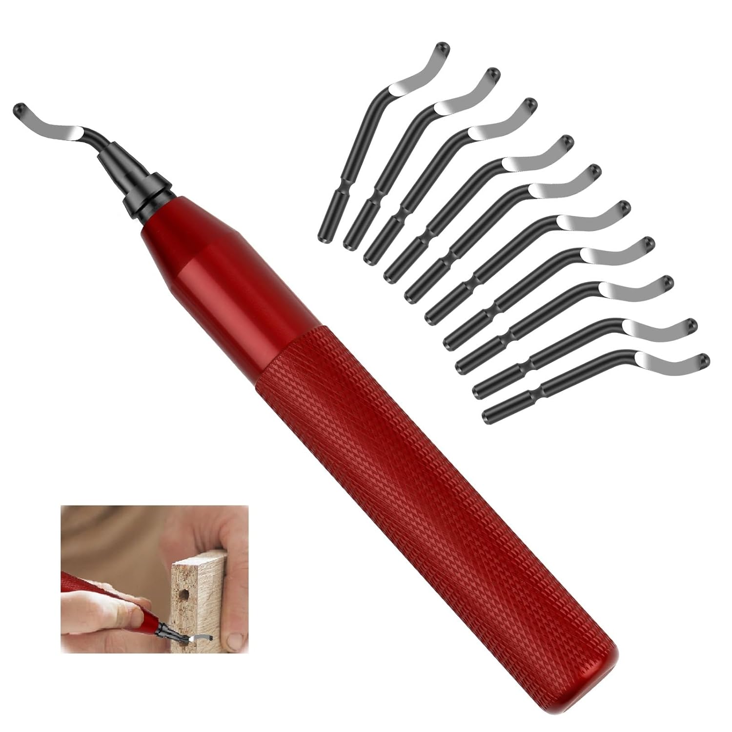 Lames Acier Rapide Outil D'Ébavurage Avec 10 Lames - 360° Rotatif Pour Métal, Plastique, Impression 3D Débavureur Impression 3D