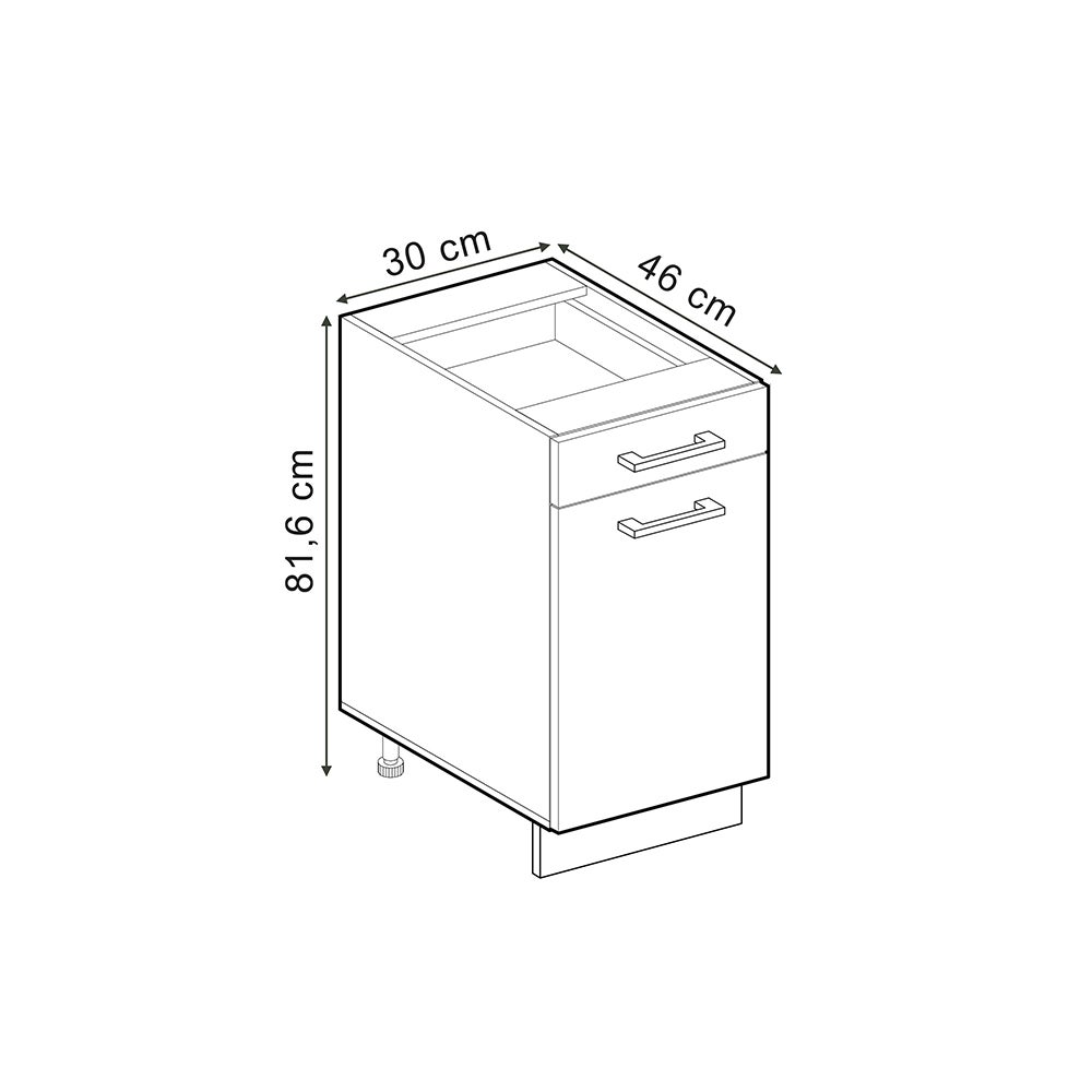 Vicco Meuble cuisine R-Line, Sonoma, 30cm PT Marbre - 3