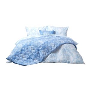 Couvre-lit Matelassé 200x200 Cm Gris Effet Toile De Jouy - Polycoton (65% Coton, 35% Polyester) - Jeté De Lit Ou De Canapé