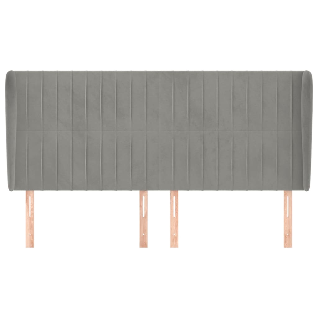 Cabecero，Cabecero de cama，Panel de Cabecera con orejas de terciopelo gris claro 183x23x118/128 cm CFW28846 - 3
