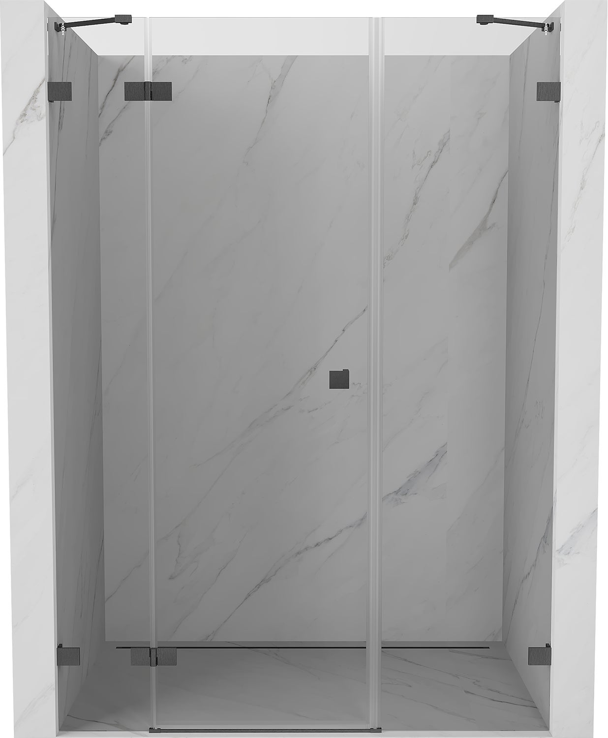 Mexen Lunar drzwi prysznicowe uchylne lewe 140 cm, transparent, gun gray szczotkowany - 834S-140-050-66-00-L