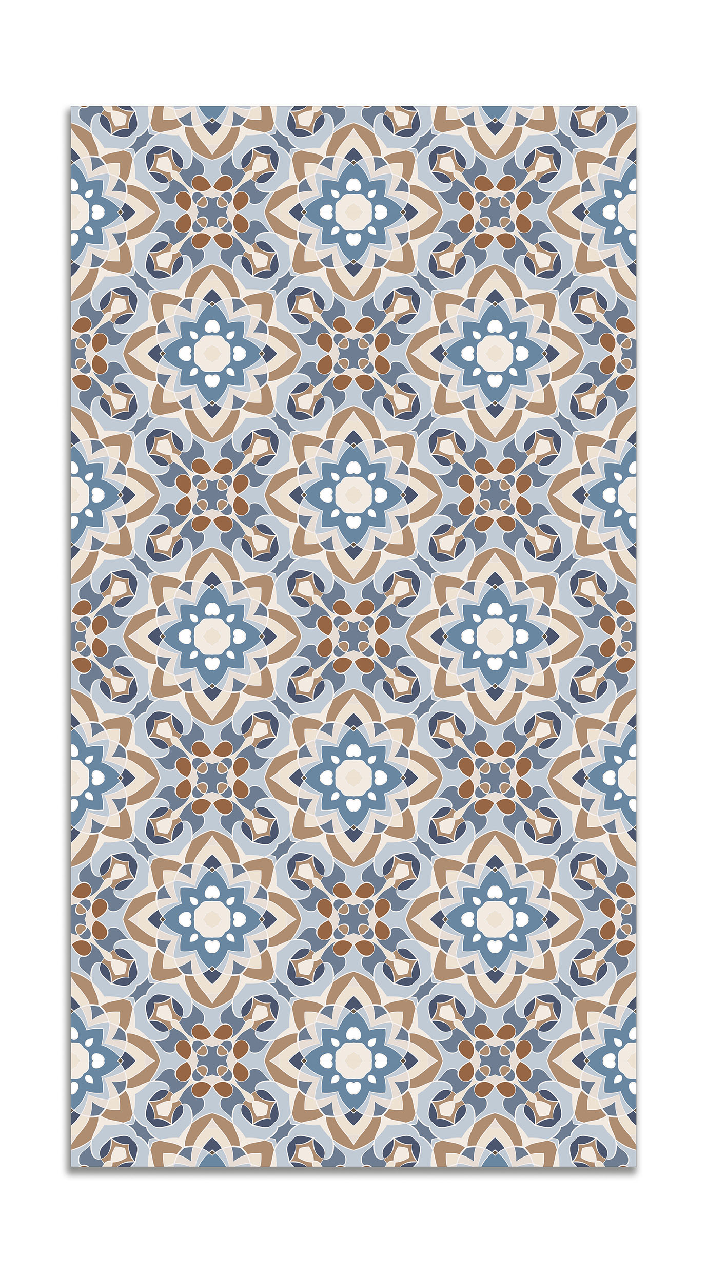 Panorama alfombra vinílica azulejo oriental floreada azul 60x110 cm - alfombra cocina vinilo - alfombra salón antideslizante