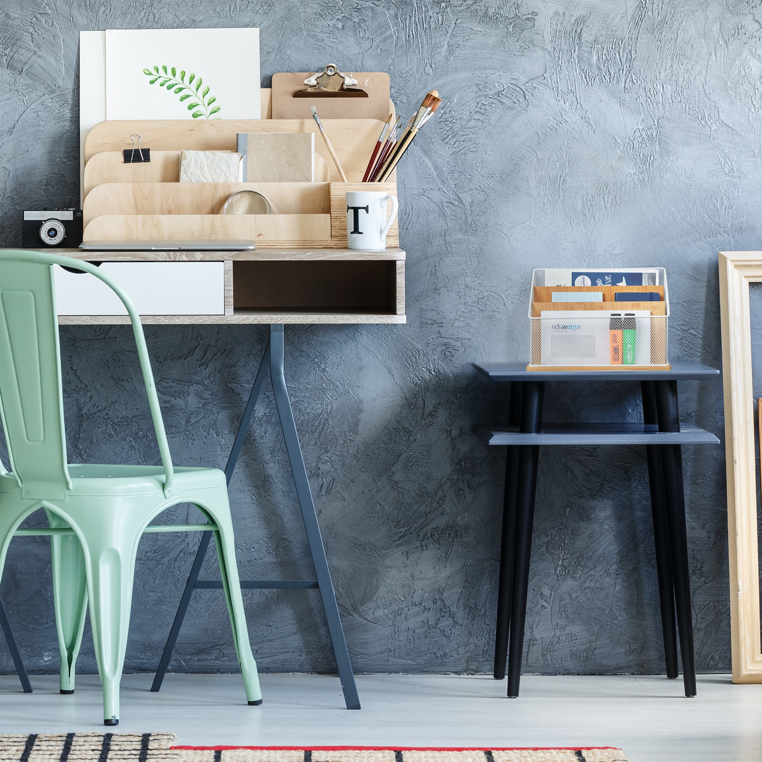 Organizer Da Scrivania Relaxdays In Bamb&ugrave; E MDF - 3 Cassetti, 14.5x25x20 Cm, Bianco/Naturale, Portaoggetti Salvaspazio