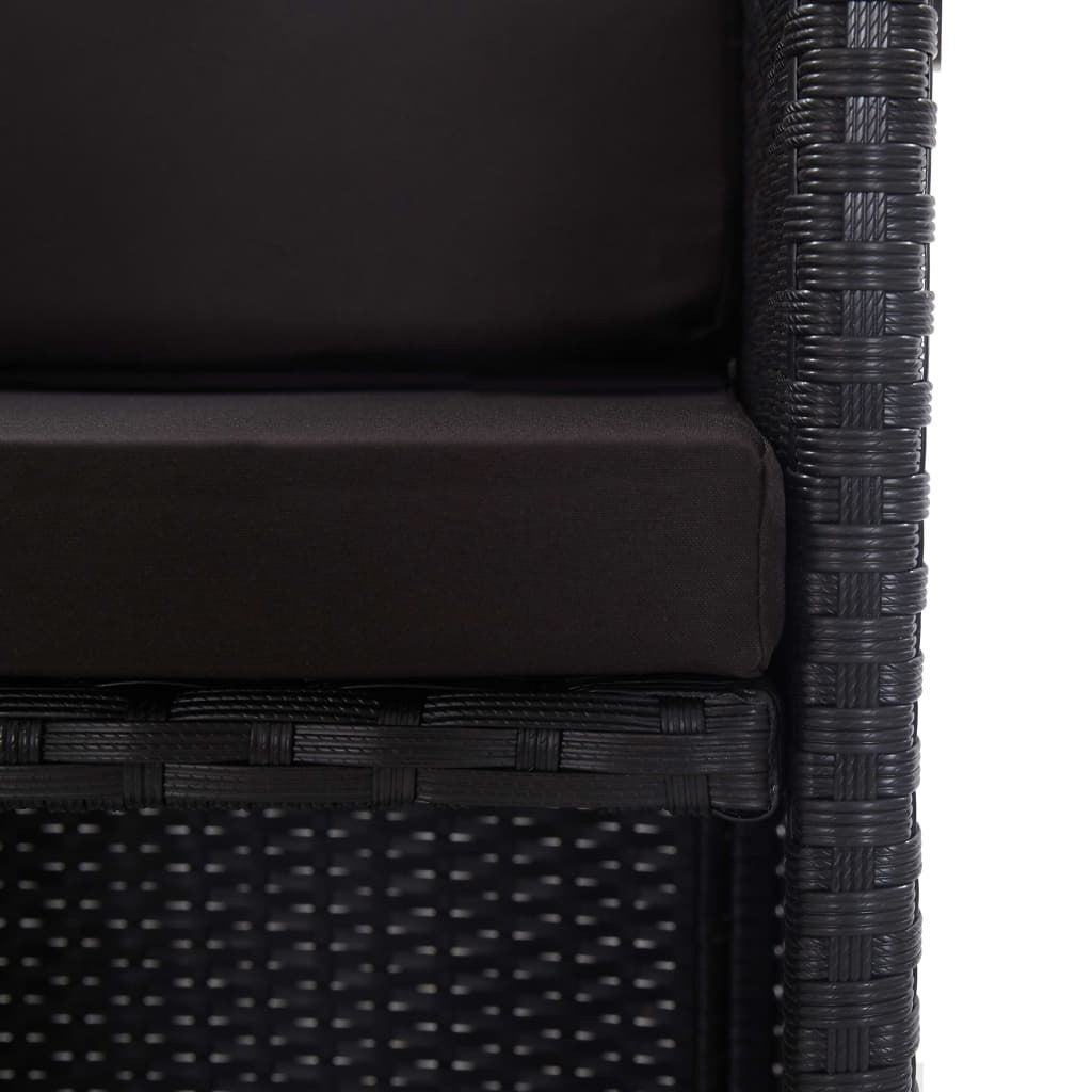 Salon de jardin 9 pcs avec coussins Résine tressée Noir 36 - 6