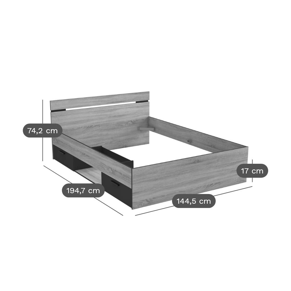 Lit rangement Douai-140 x 190 cm-Blanc - 4