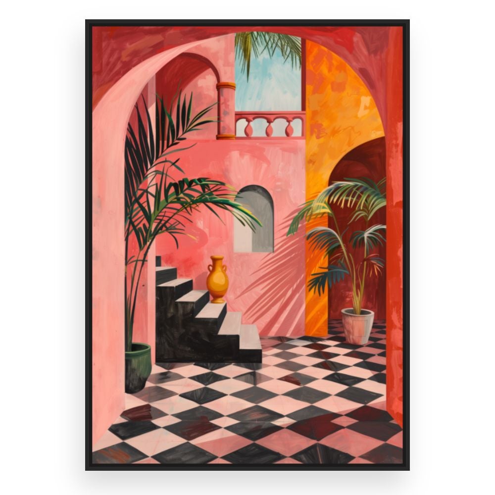 Toile encadrée Oasis méditerranéenne / 100x140cm / Cadre Noir / Fabriqué en France / Toile murale / DADA ART - 3