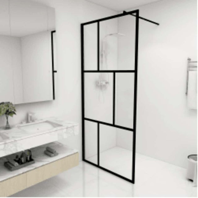 vidaXL Paroi de douche à l'italienne avec verre trempé Noir 90x195 cm