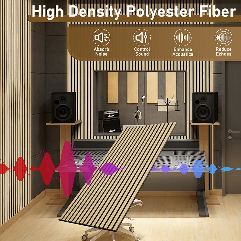 2x bois Panneaux acoustiques en bois 120*60*2,1 cm Panneaux en bambou, panneaux muraux 3D Revêtement mural en bois véritable - 6