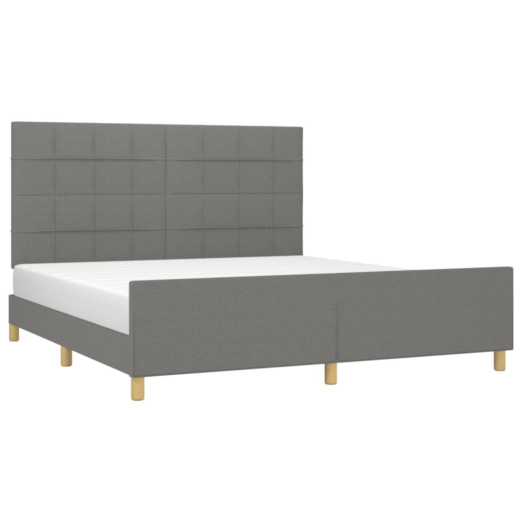 Cadre de lit sans matelas gris foncé 160 x 200 cm tissu - 3