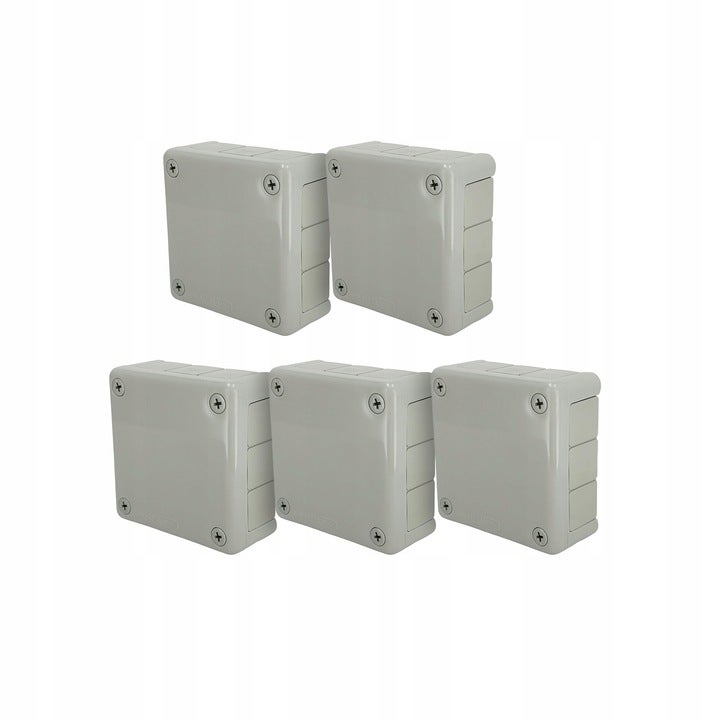 Puszka natynkowa hermetyczna 98x98x42mm 12-wlotowa, z dławikami gumowymi, IP55 zamknięcie "na wkręty", szara EDO 5 szt.