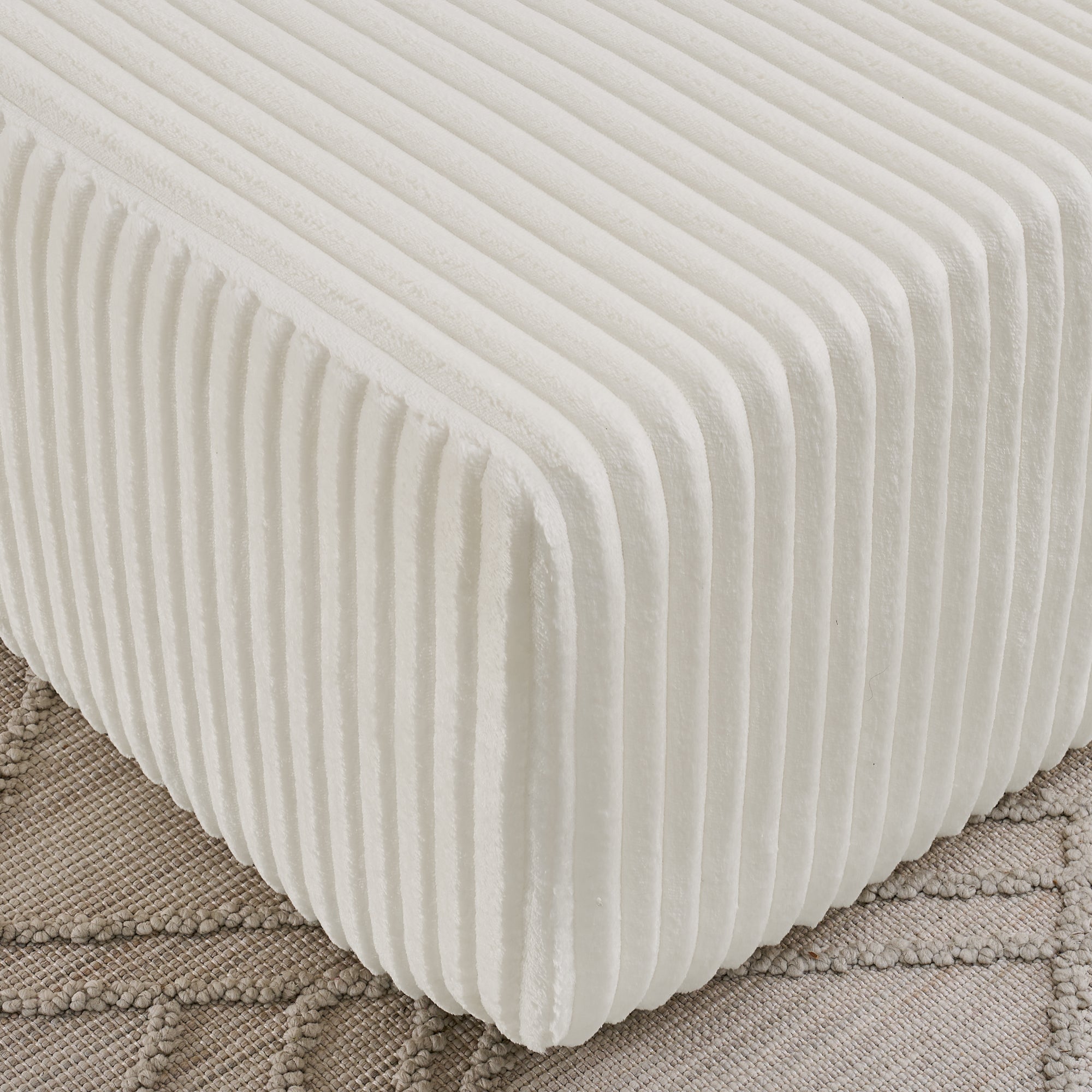 Canapé convertible 2 places avec fonction relax, Canapé tissu velours côtelé doux avec poche latérale porte gobelet coussins confortable, beige - 9
