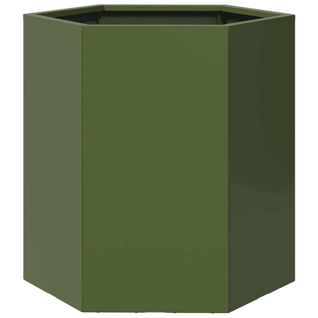 Maison Exclusive - Jardinera hexagonal de acero verde 46x40x45 cm - 2