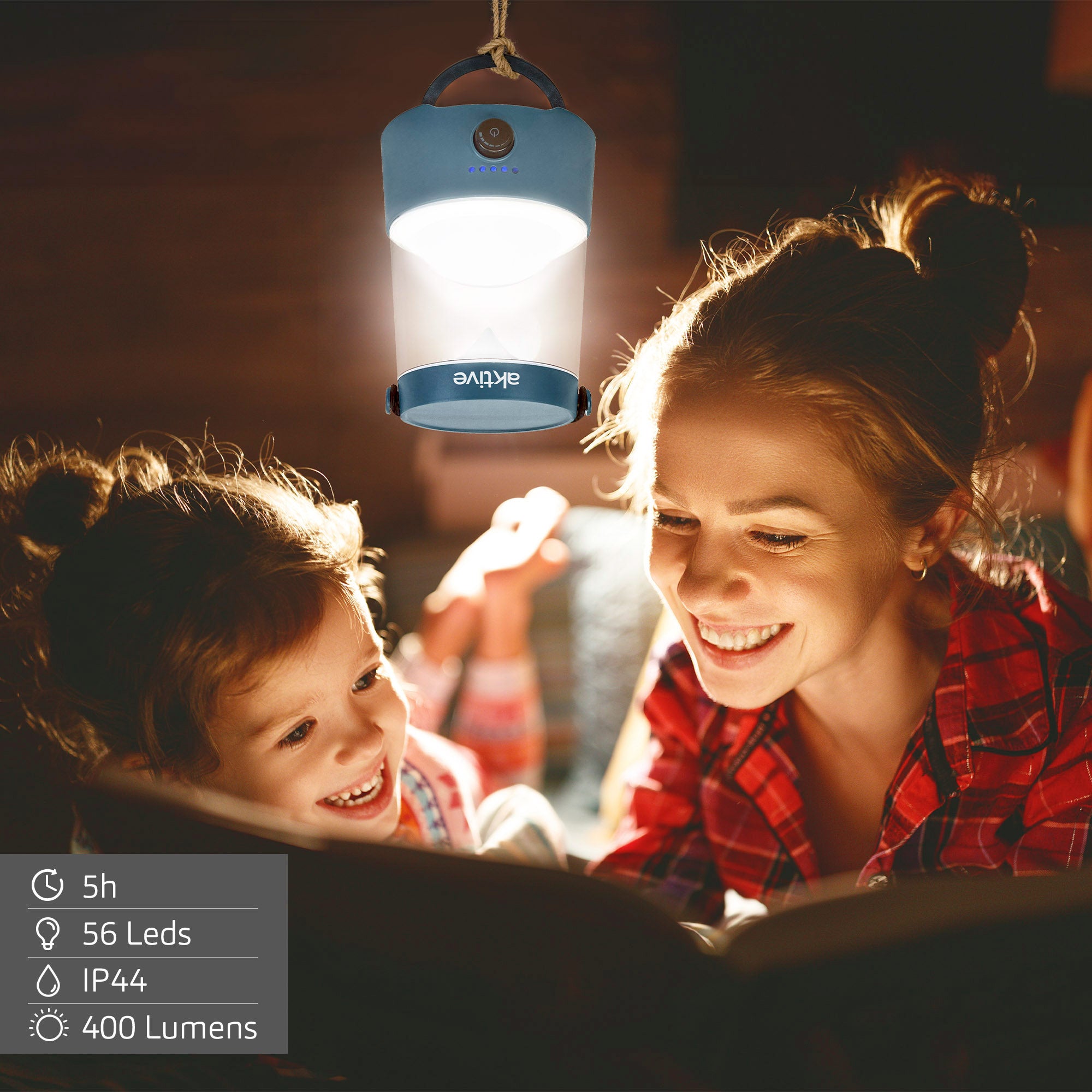 Aktive Candeeiro de campismo LED 2 em 1 recarregável USB 400 lúmens regulável - 5