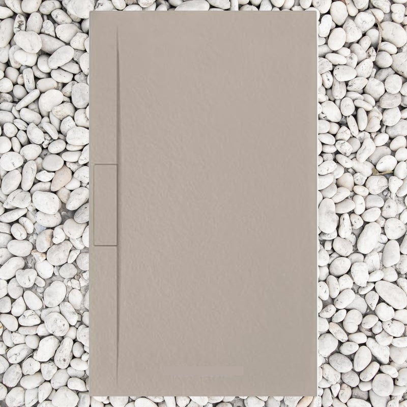 Brodzik prysznicowy MOKA Vulcano Line Long 160x90 cm z żywicy i proszku marmurowego z kratką boczną z żywicy marmurowej - FRASCIO