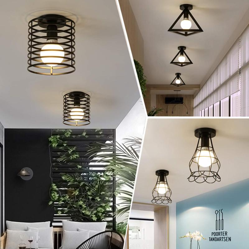 Vintage industrial metal cage ceiling light with flower design, retro ...