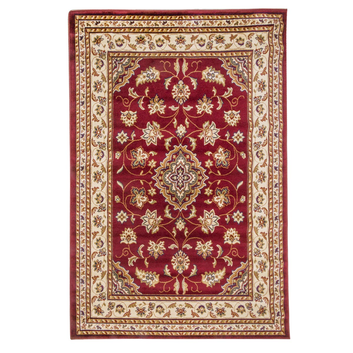 Tapis De Coureur Persan Senneh 3x10 – Noué Main – Laine – Rouge, Blanc, Beige