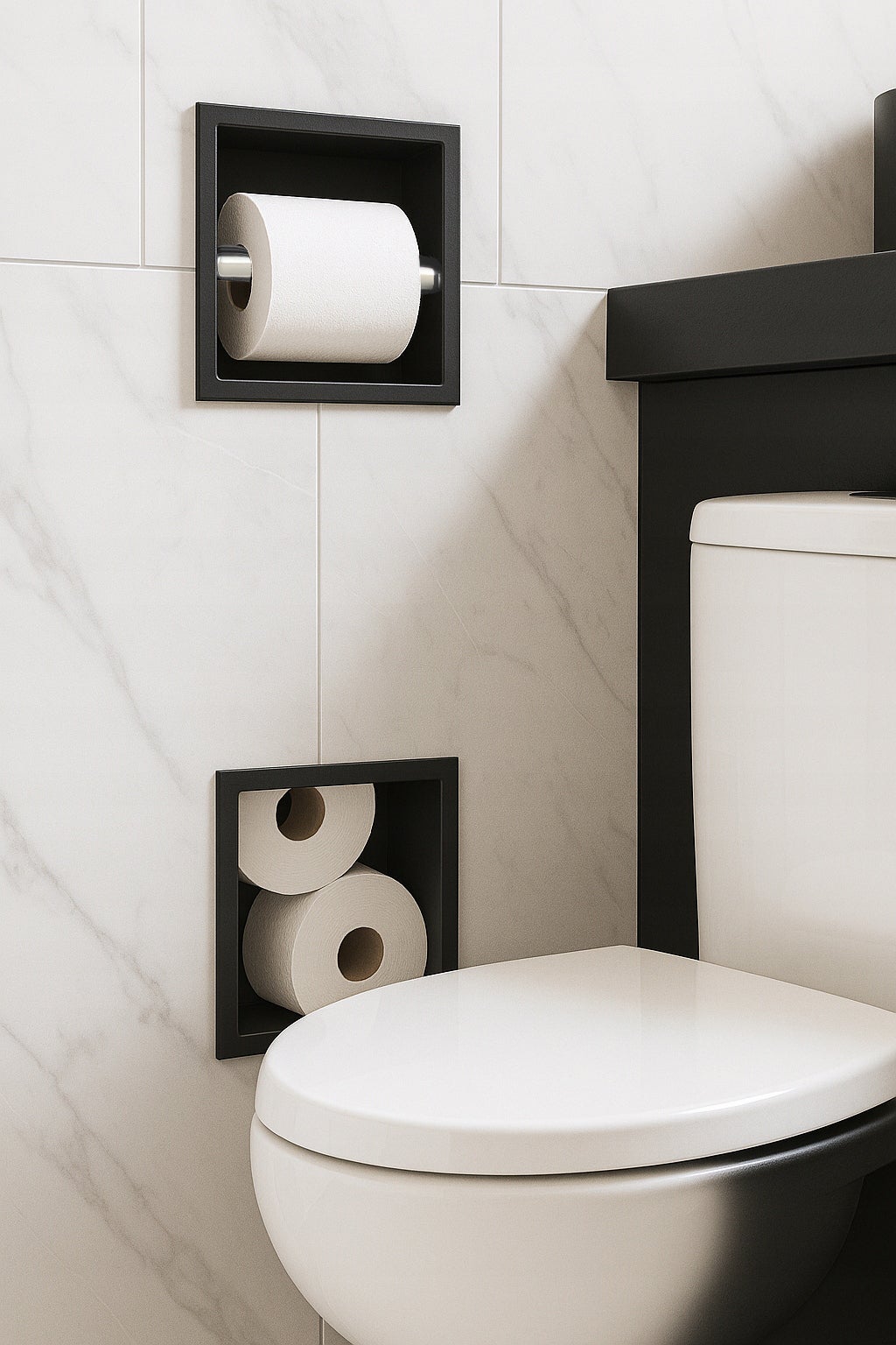 Uchwyt wnękowy na papier Estiva ARE Black 74x19x12 cm czarny schowek 2w1 - 3