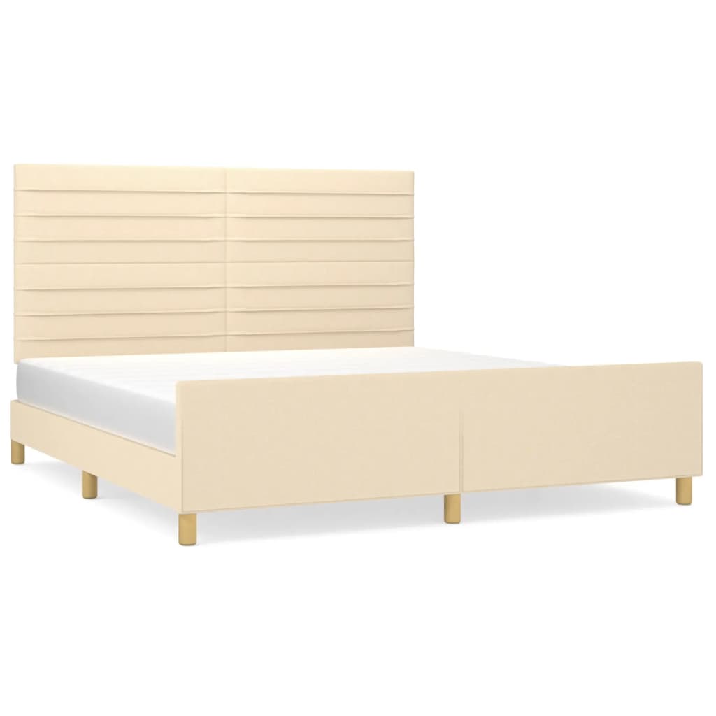 Cadre de lit sans matelas crème 160 x 200 cm tissu - 2