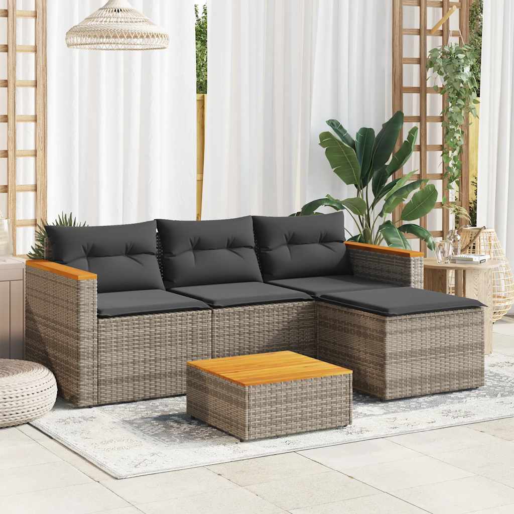3-częściowa sofa do ogrodu, z poduszkami, szara, polirattanowa vidaXL