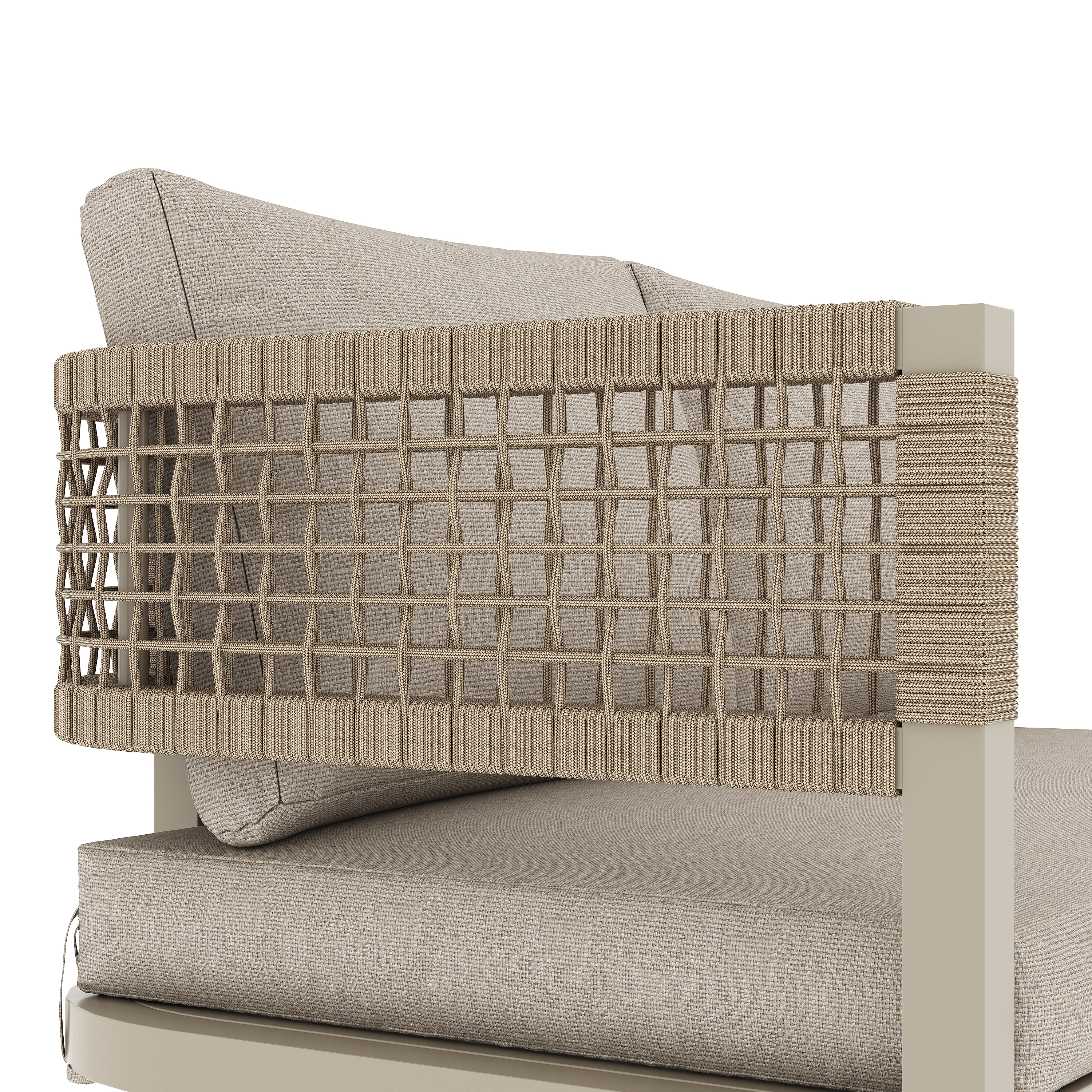 Ensemble de meubles de jardin en tressée main pour 8 à 10 personnes avec coussin, salon de jardin en métal avec canapé, table à manger, banc - beige - 8