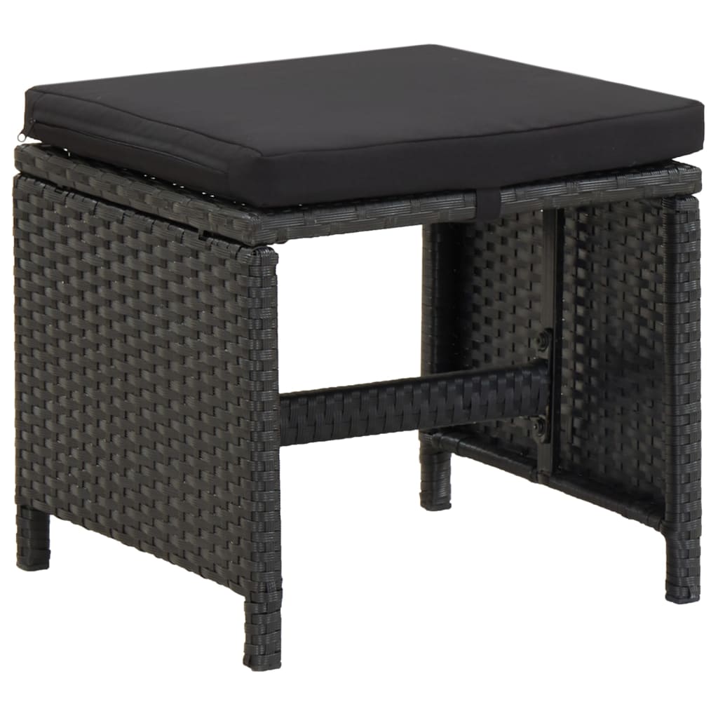Maison Exclusive - Set da Pranzo da Giardino 9 pz con Cuscini Nero in Polyrattan - 6