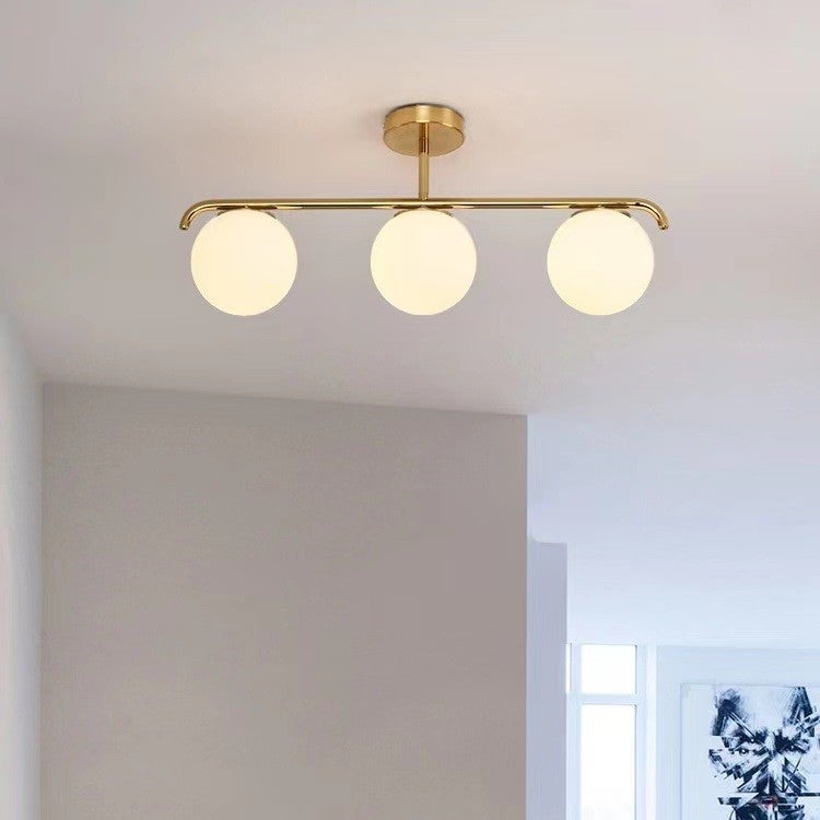 Lampada da soffitto tripla sfera di cristallo 