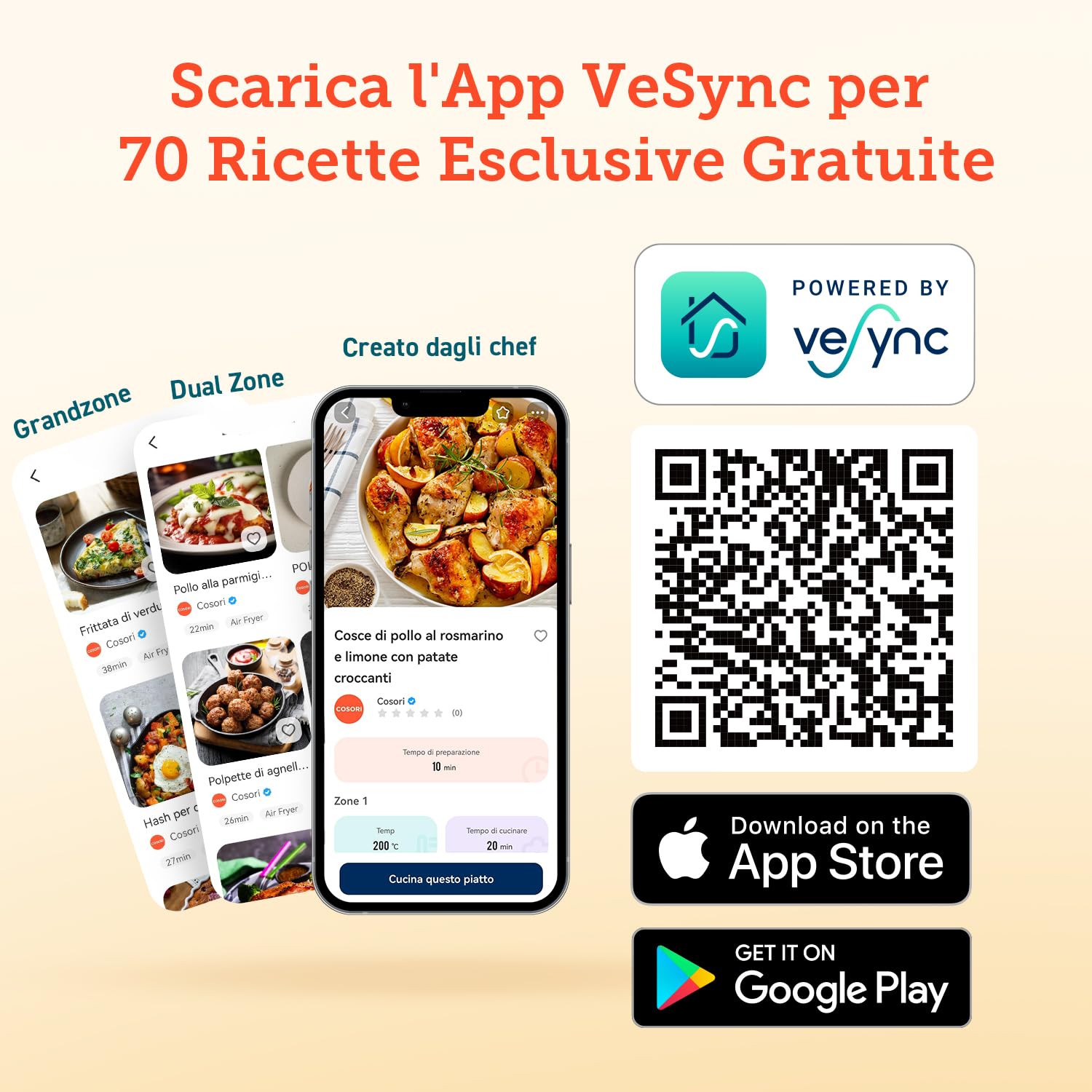 COSORI Friggitrice ad Aria 10 Litri, 7 in 1 Doppia Resistenza TwinFry con Doppio Cestello 5L&5L e Separatore Rimovibile, 2800W Air Fryer WiFi, 40-240� - 2