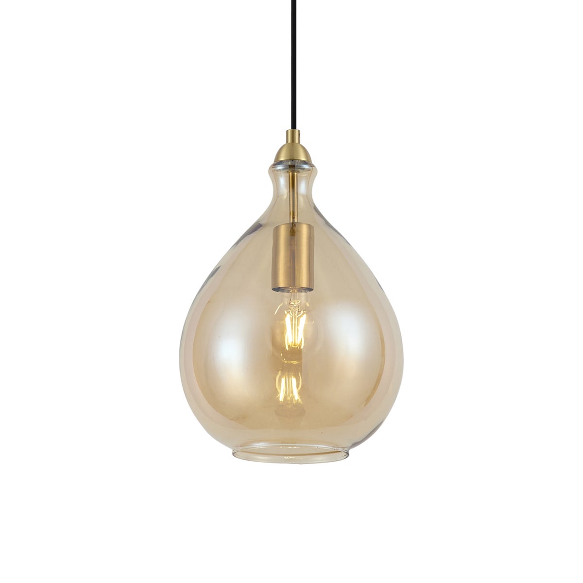 Qazqa nowoczesny lampa wisząca z kloszem (1 punkt) - Traditional - bursztynowy, okrągły, max. 15w, kompatybilny z żarówką LED