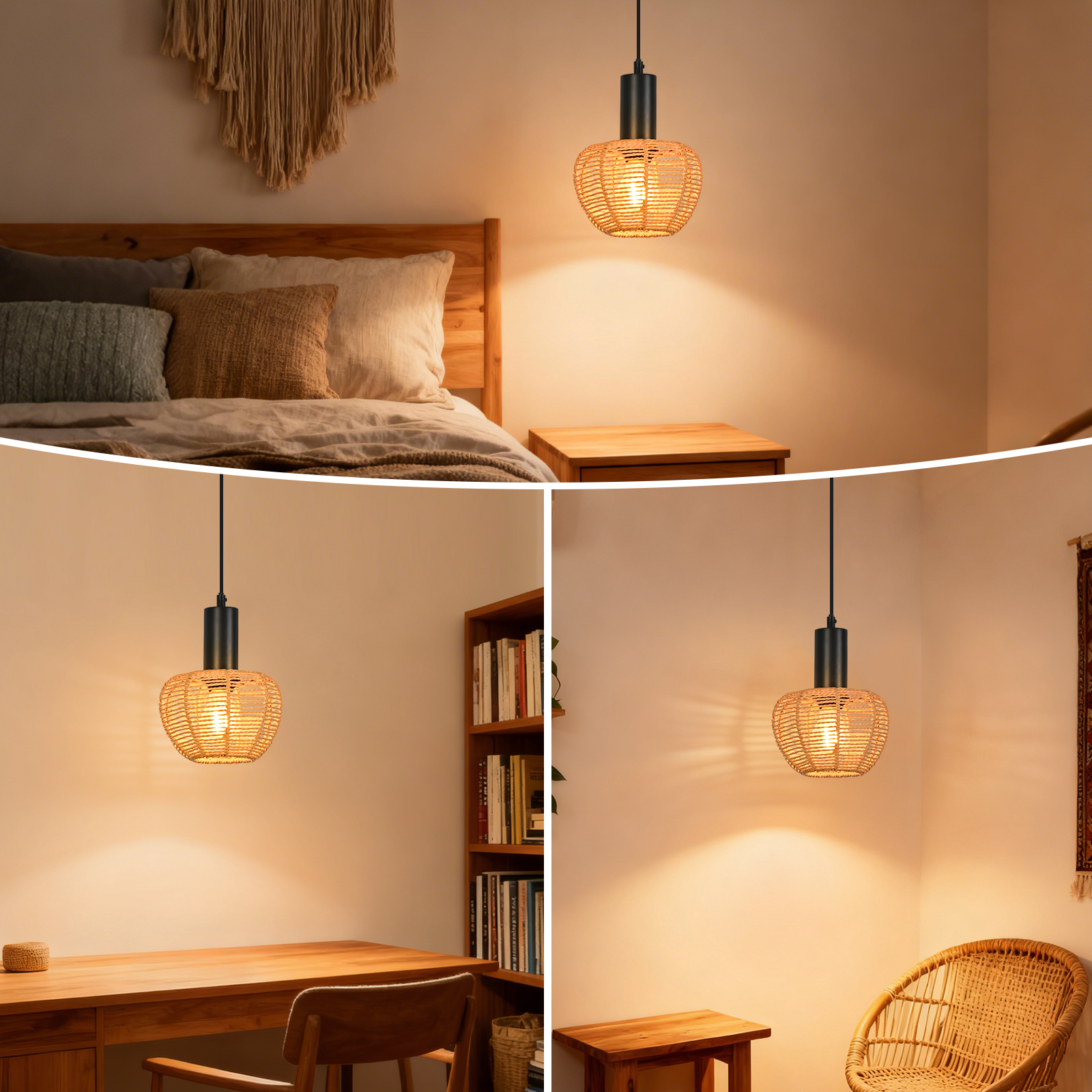 ZMH Lampa wisząca do jadalni w stylu vintage, 1-punktowa (żarówka nie jest dołączona) - 6