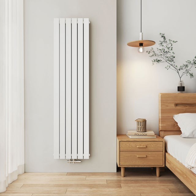 EMKE Radiateur eau chaude acier 180 x 46 cm 1670 W - Radiateur panneau double - Raccordement central, Blanc