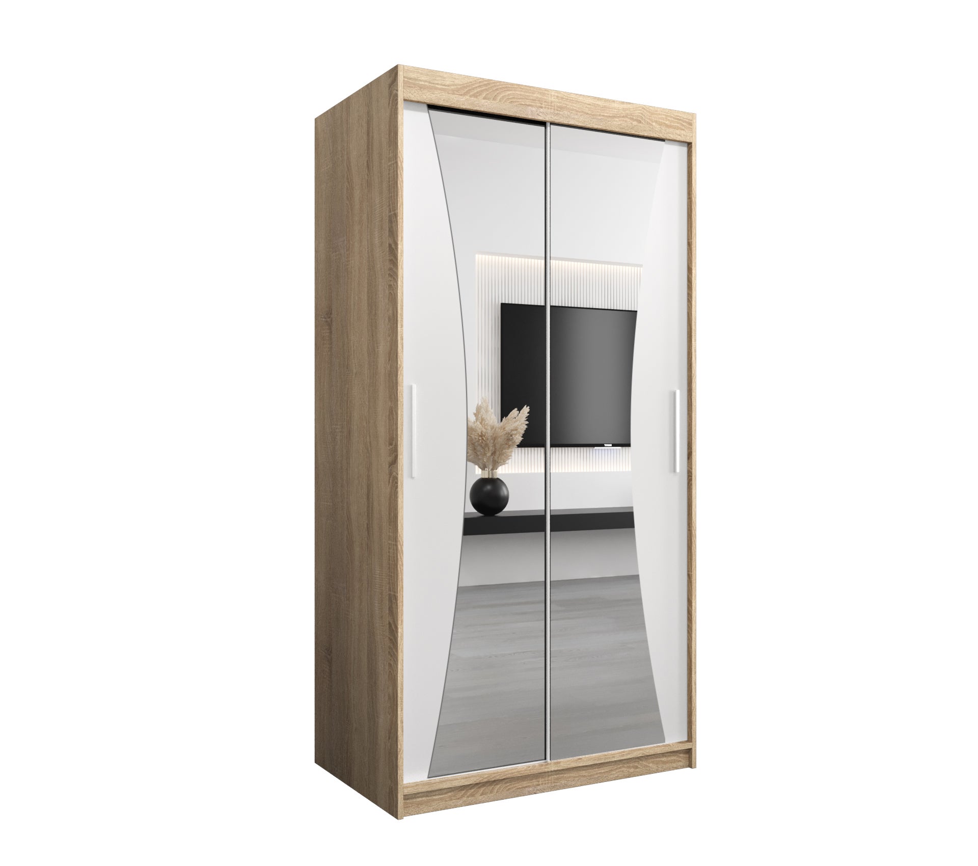 Szafa przesuwna garderoba MONACO 100 x 62 x 200 cm Sonoma + Biały - Abiks Meble