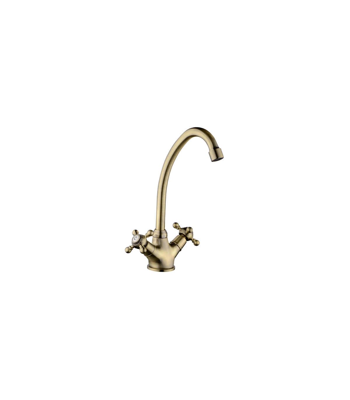 Grifo Monobloc Fregadero Atenas Curvo Bronce, 29cm(alto)