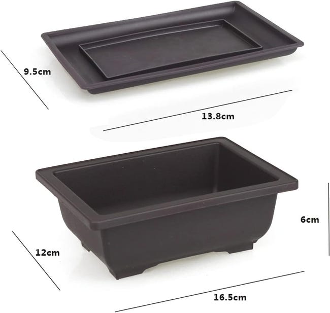 6 ciotole per bonsai con sottovaso, vaso per bonsai, in plastica, per 6 ciotole per bonsai con sottovaso, vaso per bonsai, in plastica, per