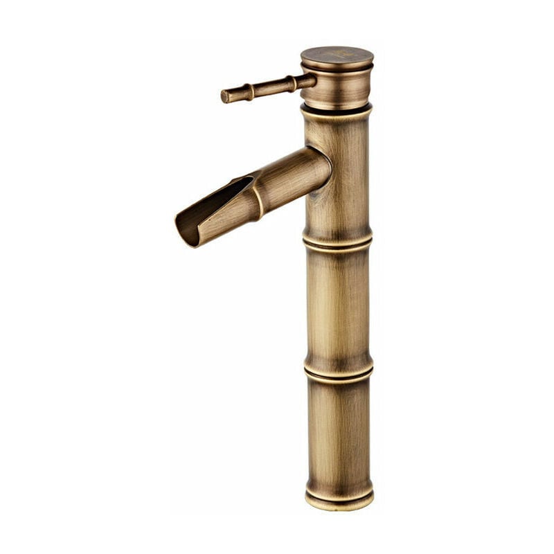 Wysoki Kran Bambusowy, Bateria Umywalkowa Kaskadowa, Bateria Jednouchwytowa do Ciepłej i Zimnej Wody, 3 Uszczelki Break Mouth, 308*120mm
