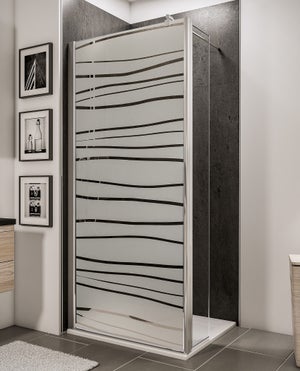 Schulte paroi de douche à l'italienne + déflecteur, 90x30x190cm, paroi de douche fixe+retour pivotant, anticalcaire, verre 5 mm mistral, aspect chromé