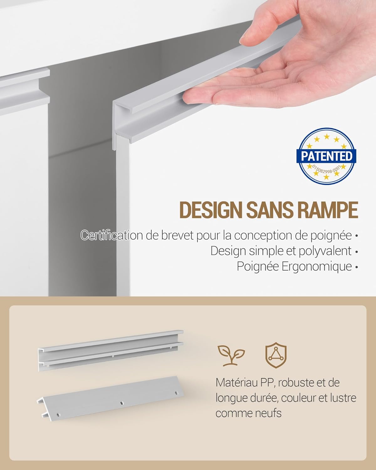 Mobile da Bagno, Armadio di stoccaggio, Mobile da cucina, con 3 Ripiani Aperti Regolabili e 2 ante, moderno, per Bagno, Soggiorno, Ingresso, Bianco - 6