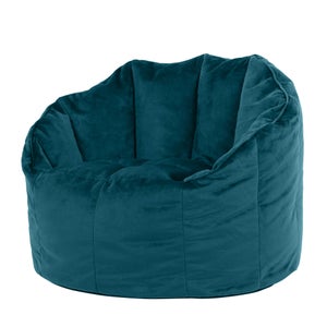 Pouf fauteuil Icon velours bleu canard, salon, chambre, 77x74cm