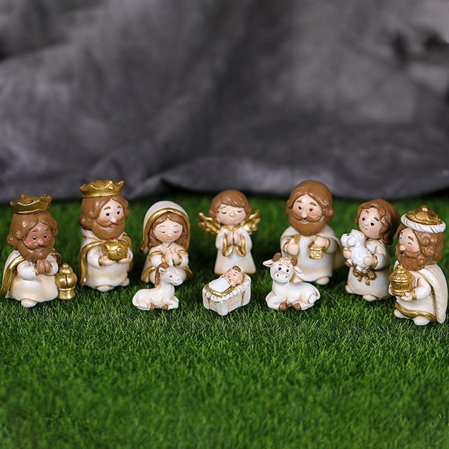 Zestawy szopek bożonarodzeniowych z żywicy - Małe figurki do świątecznych szopek bożonarodzeniowych - Zestaw figurek do szopek
