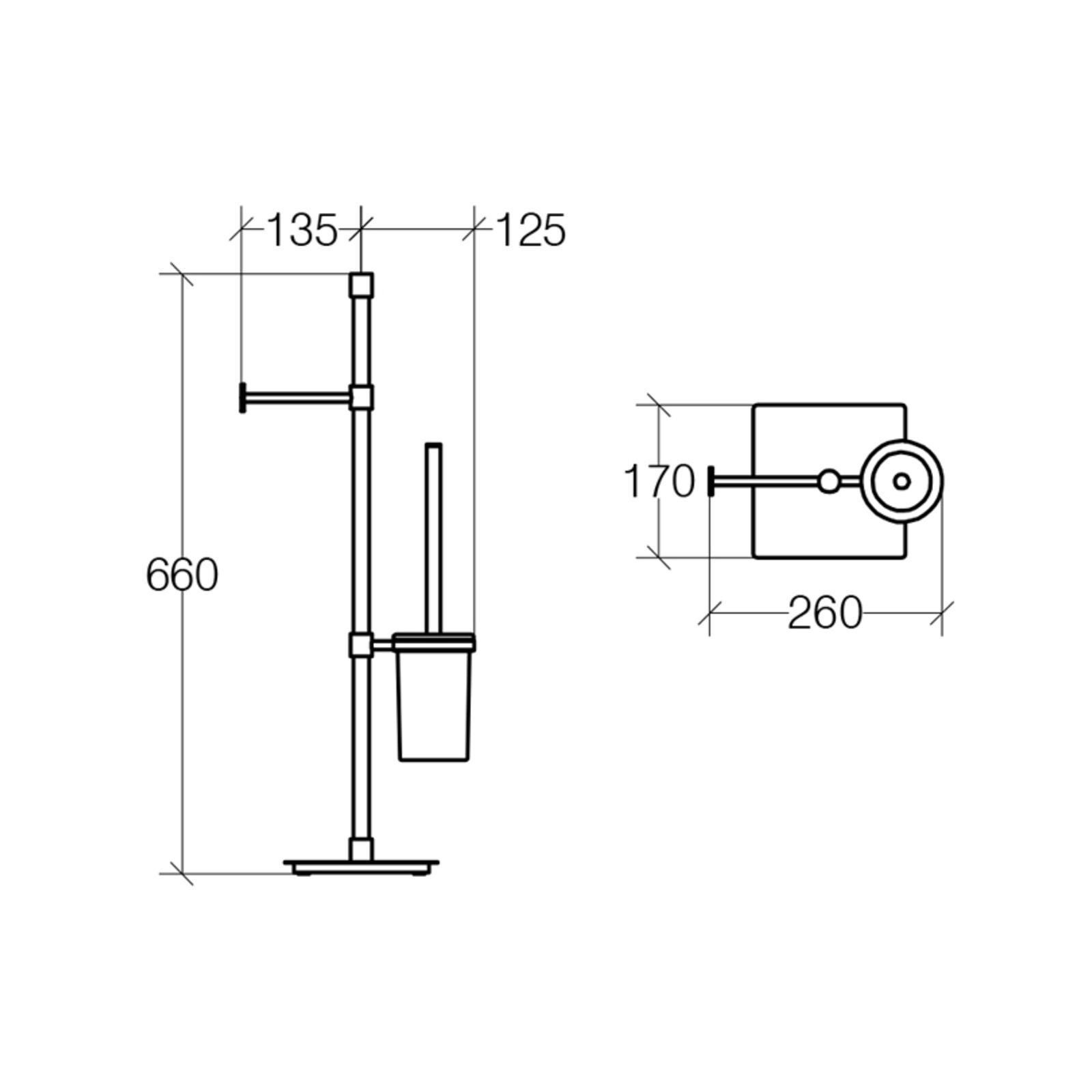 Lineabeta - Piantana portarotolo/scopino Ranpin con base quadrata ottone cromato - 2