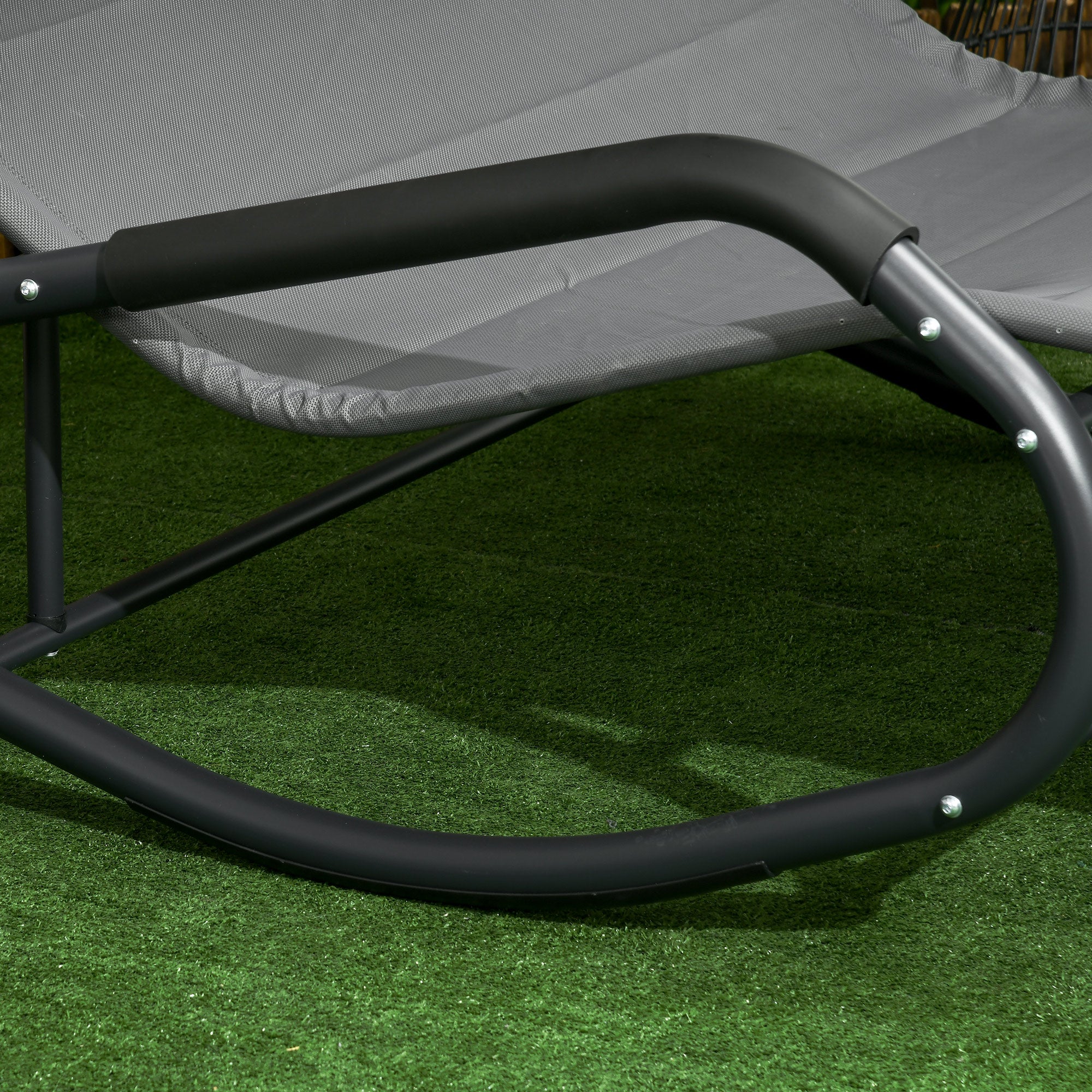 Bain de soleil double avec parasol, fauteuil à bascule sur roulettes, chaise longue de jardin avec appui-tête, charge maximale 220 kg - 7