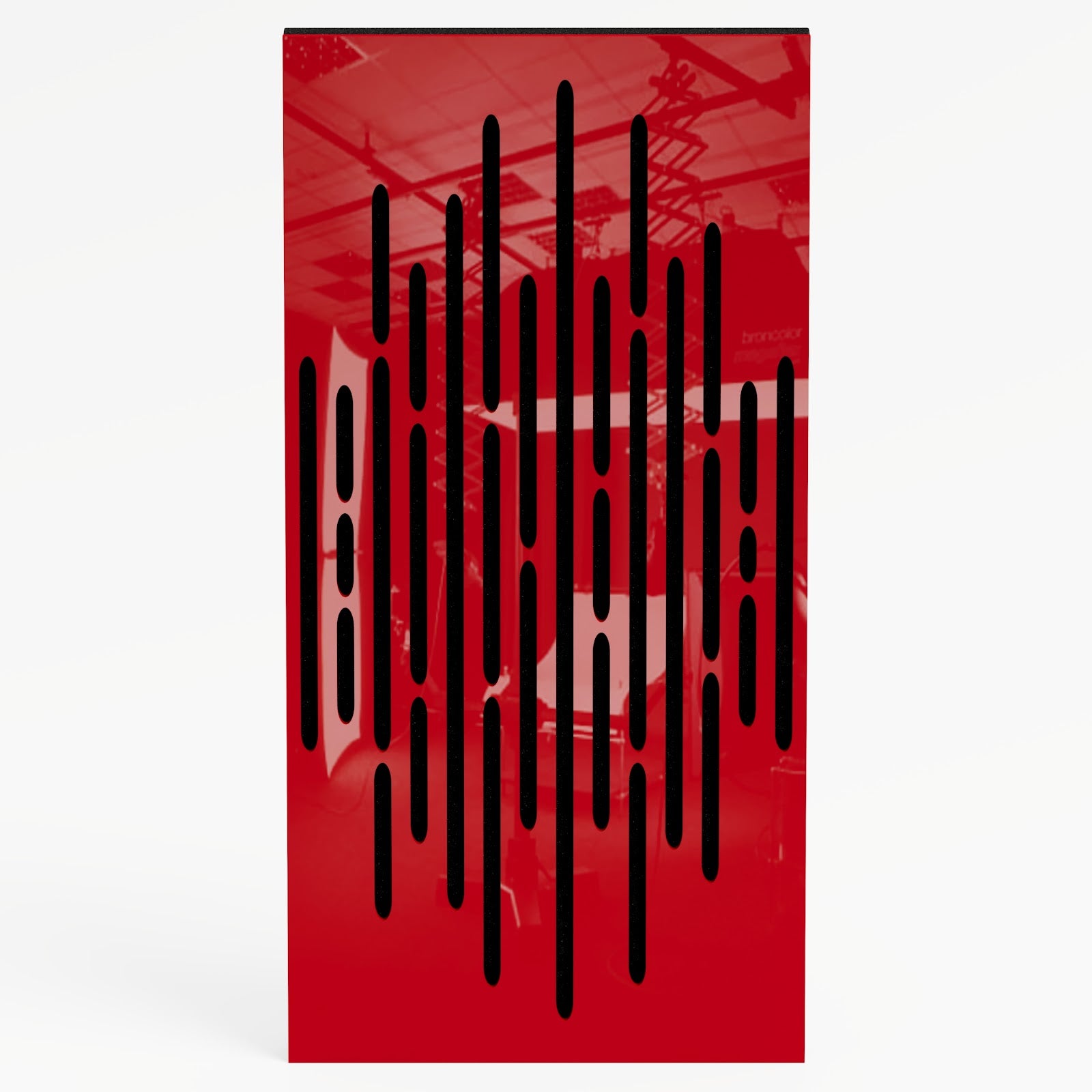 Lot de 4 Panneaux acoustiques étroits insonorisants WAVE 50x25x5 cm -0,5 m² surf.totale -Plastique perforé et mousse acoustique -Rouge brilliant - 2
