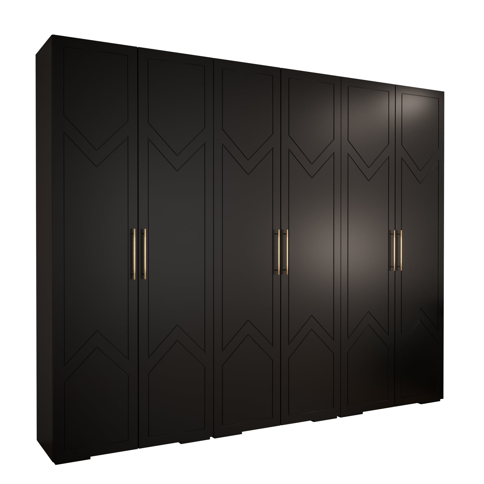 Szafa uchylna otwierana wysoka MANHATTAN RYFEL 8 300 x 40 x 236,7 cm czarny + u. złoty Abiks Meble