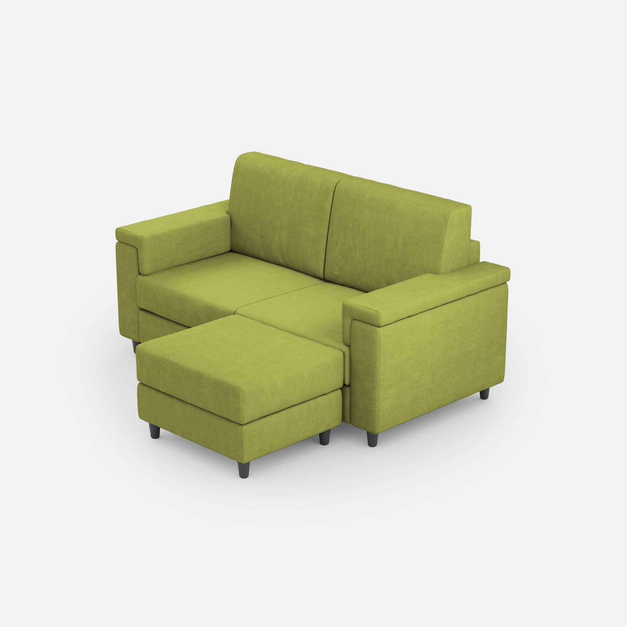 Sofá mediano marrak de 2 plazas 2 plazas de 70 cm puf dimensiones exteriores l.168 p.145 color verde