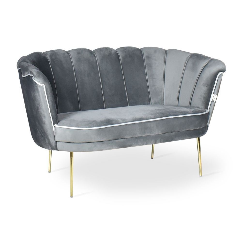 Divano due posti Orel in velluto Babyface 21 grigio piedini oro H76xL130xP70 - 2