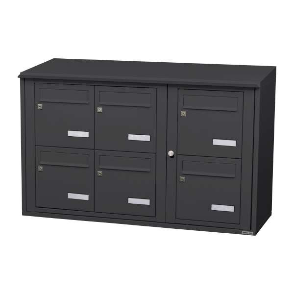 Bloc 6 boîtes aux lettres collectives extérieur mural - Modèle 3 x 2 - Gris anthracite - Leabox.com
