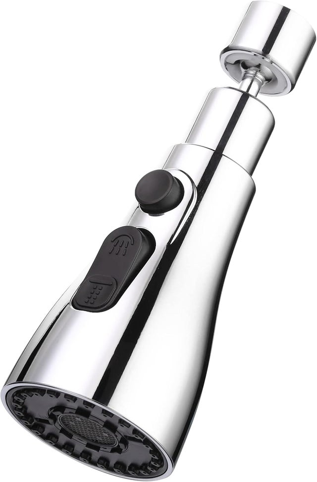 Głowica natryskowa baterii kuchennej – obrotowy adapter wylewki 360° do średnic od 16 mm do 24 mm – 3 tryby perlatora