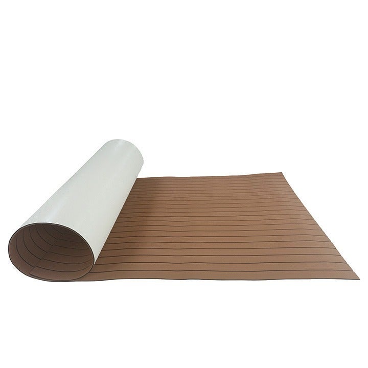 Tappeto Antiscivolo Per Barche Autoadesivo In Schiuma EVA 240x60cm, Effetto Teak Marrone Con Cucitura Nera, Per Yacht E Ponti - 5