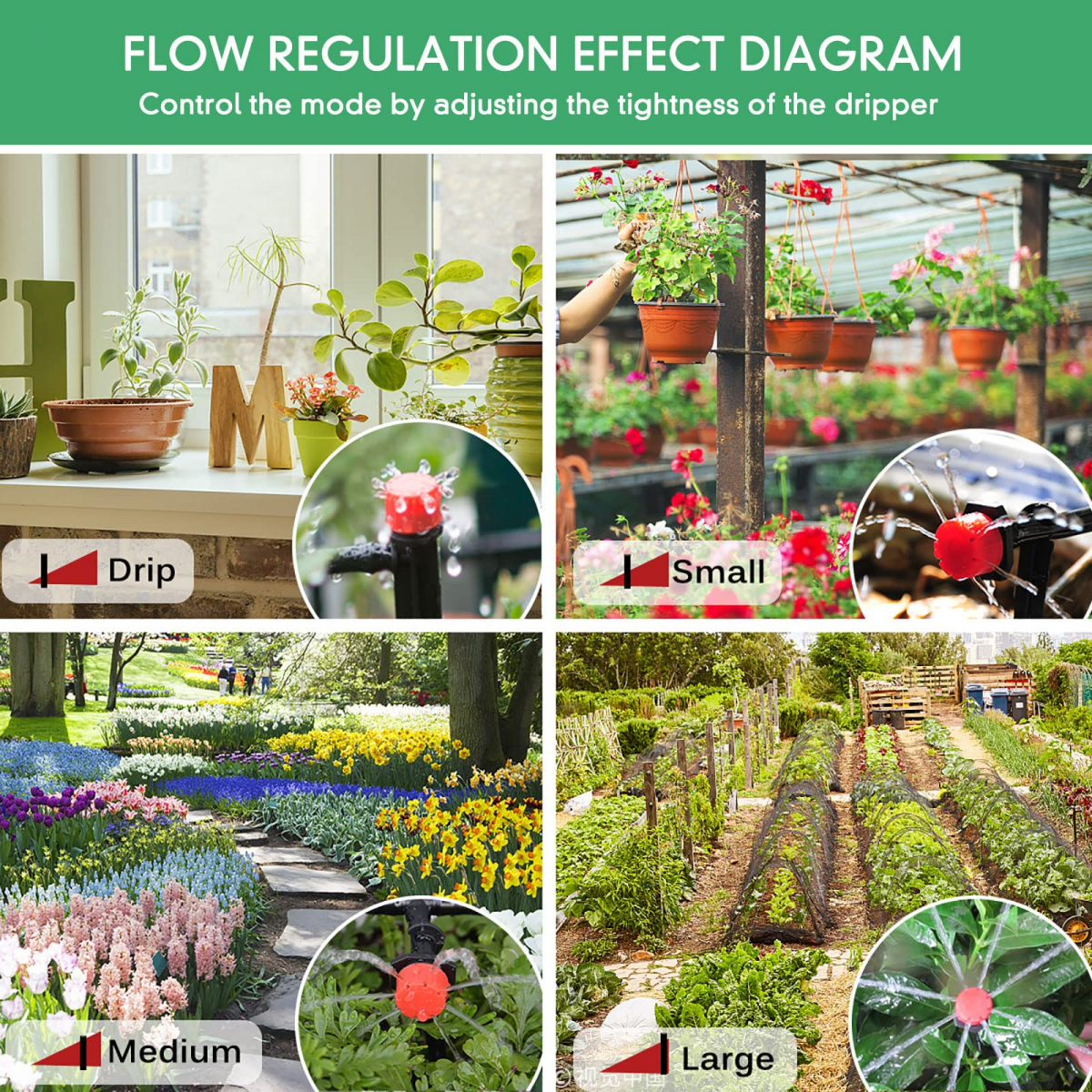 Système d'irrigation Jardin, 200Pcs Kit d'irrigation Goutte, Kit d'irrigation Goutte à Goutte Automatique avec 50m Tuyau. - 3