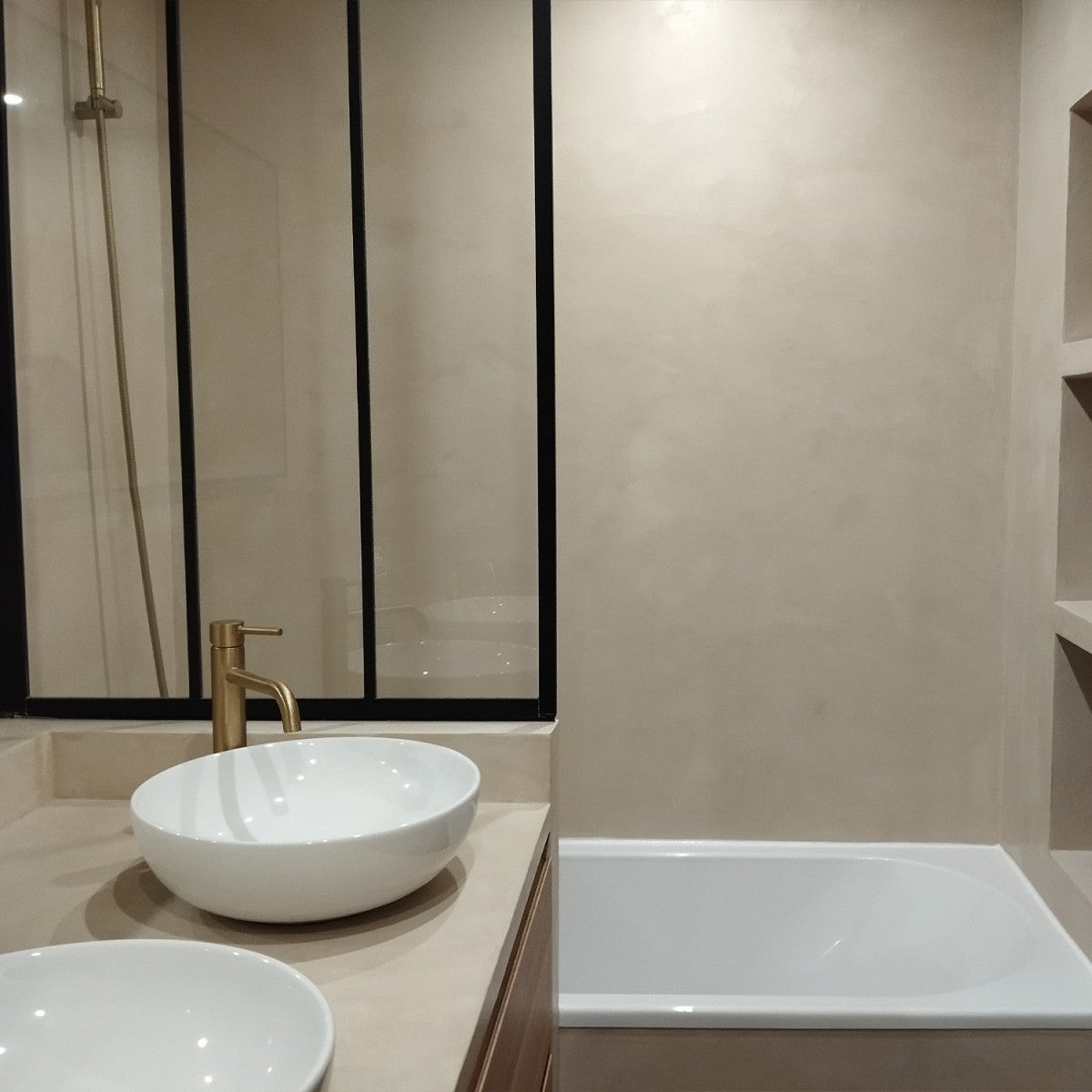 KIT BÉTON CIRÉ - MURS SALLE DE BAINS DOUCHE ITALIENNE Gazelle Gris Rose - 10 m² (en 2 couches) - ARCANE INDUSTRIES - 7