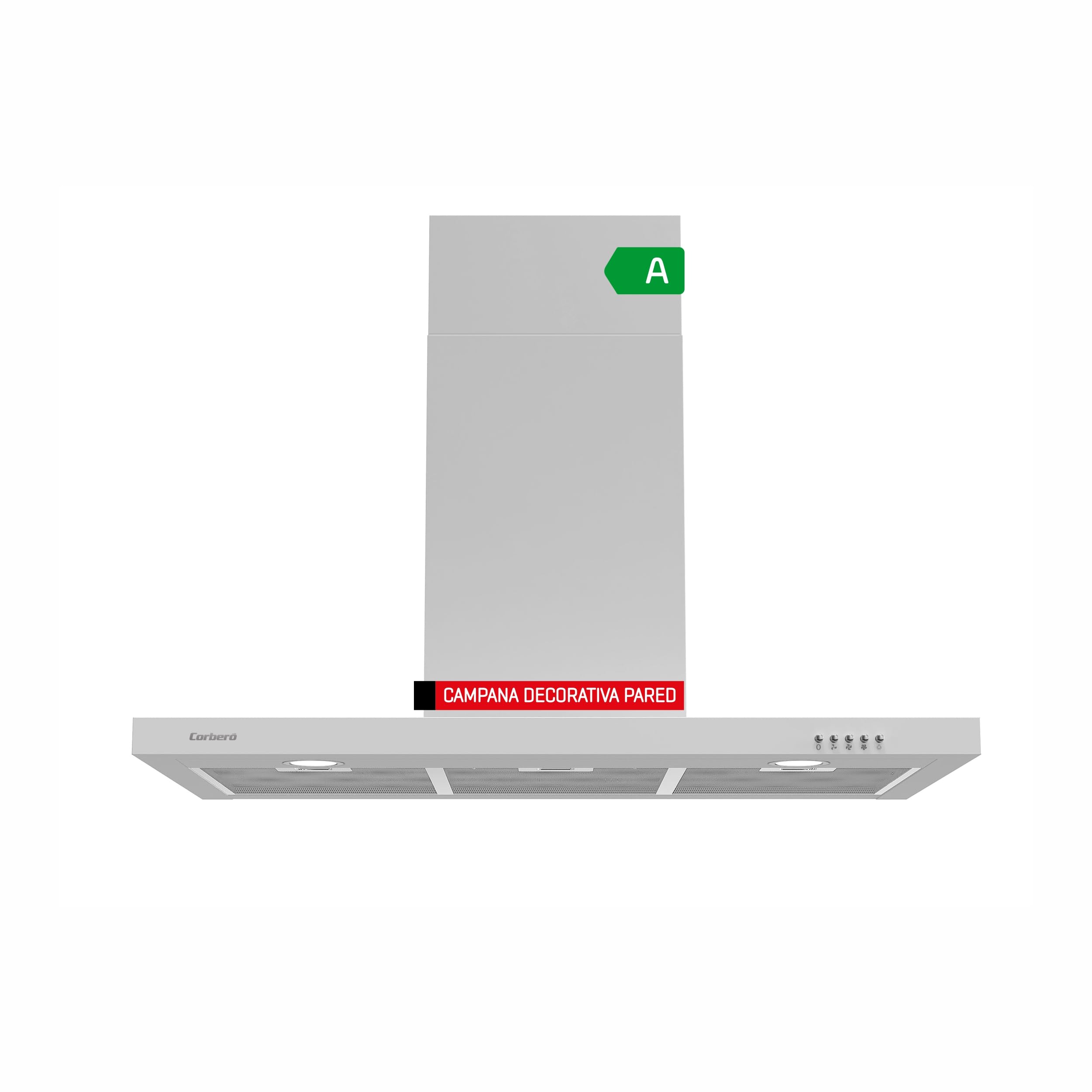 Corberó Corberó, Campana Horizontal Vostok960w, 90 Cm, 647,7 M3/H, 3 Velocidades, Filtros Aluminio Y A, Carbón/Blanco Aluminio, Leroy Merlin